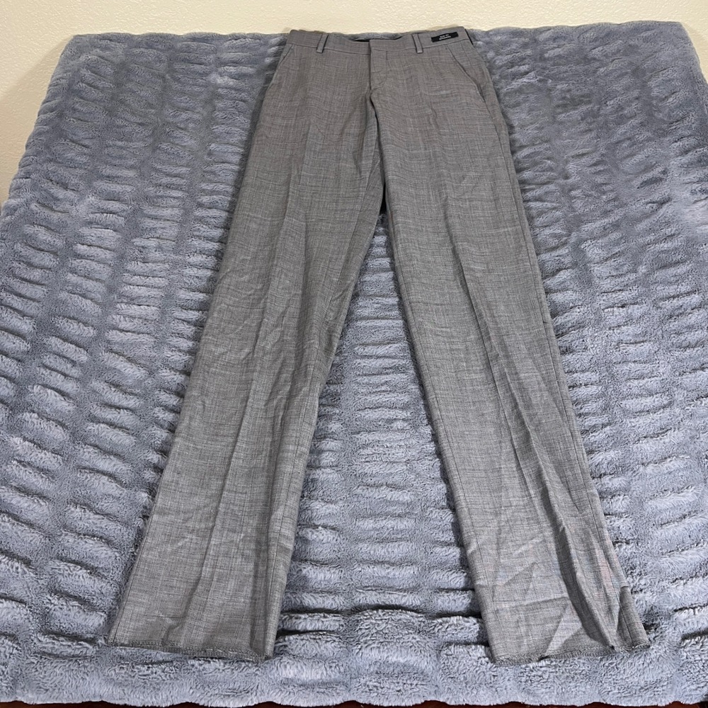 Jos A Bank Travelers Collection Slim Fit Gray Wool Dress Pants 28S AQ154